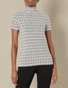 anne klein womens short sleeve mock neck top blouse, anne white/anne black, small us