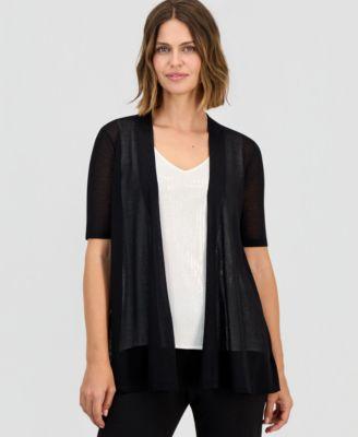 anne klein womens short sleeve open front semi sheer cardigan