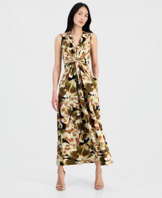 anne klein womens twist front sleeveless maxi dress
