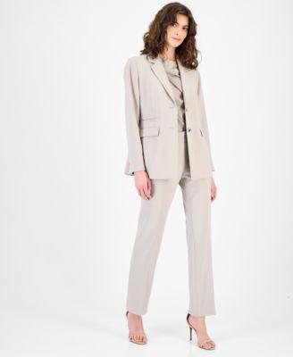 anne klein womens two button blazer asymmetric pleated top pants