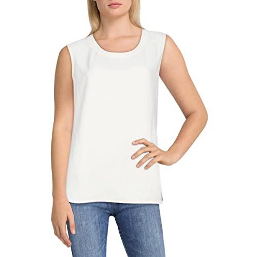 anne klein womens u-neck shell blouse, anne white, medium us