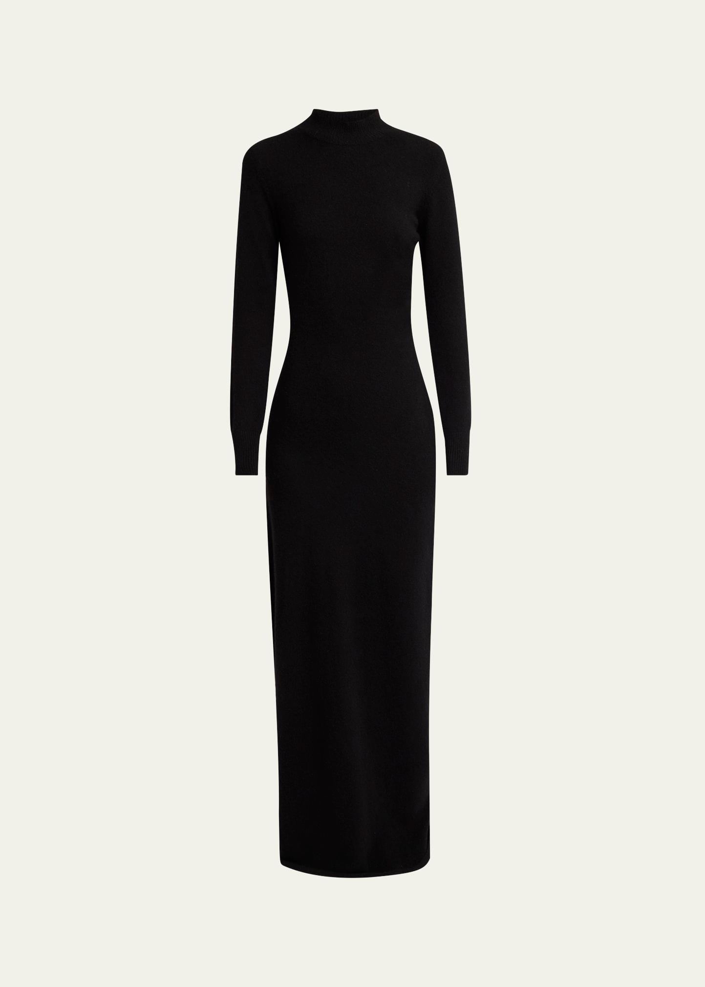 annette long-sleeve cashmere silk maxi dress