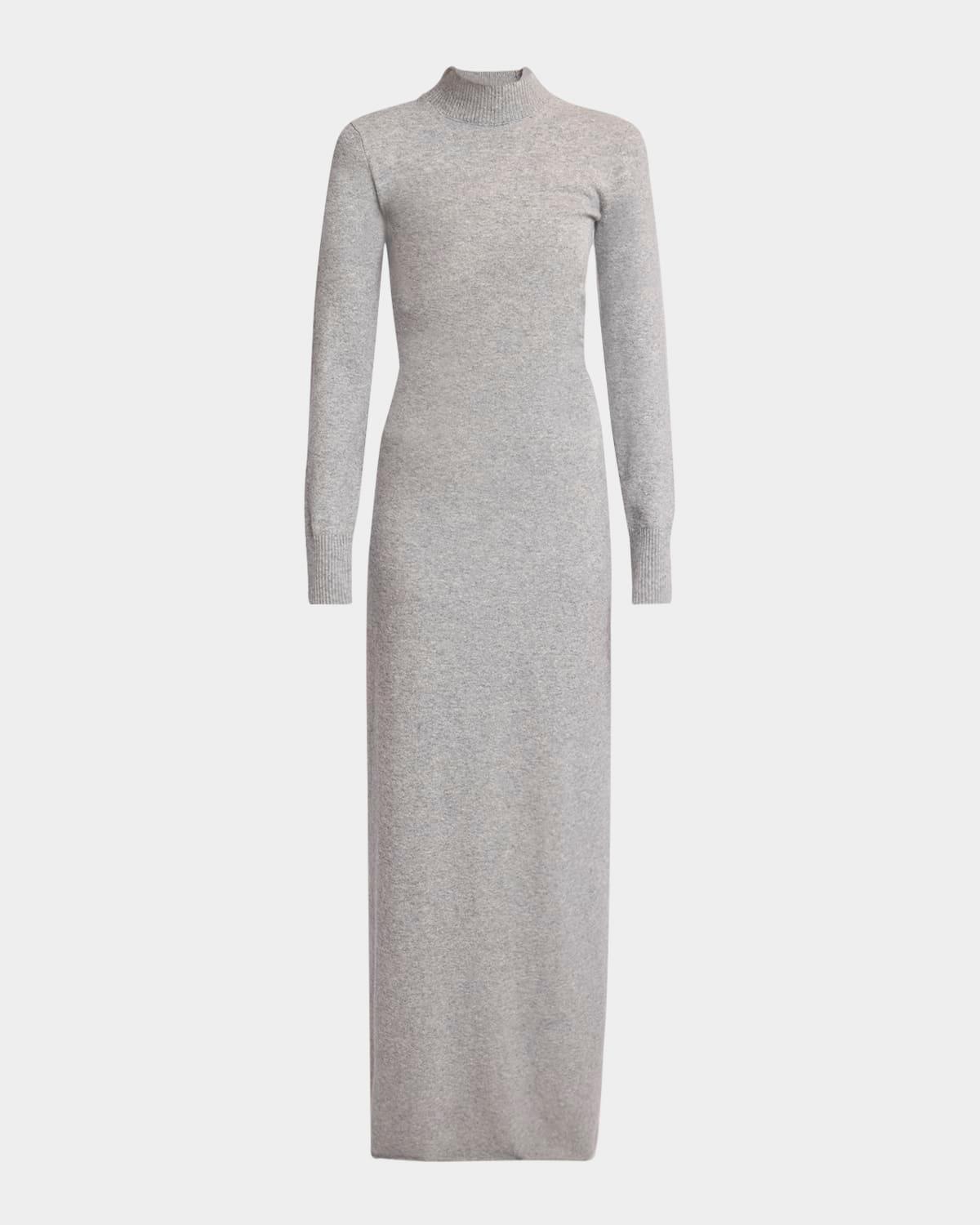 annette long-sleeve cashmere silk maxi dress