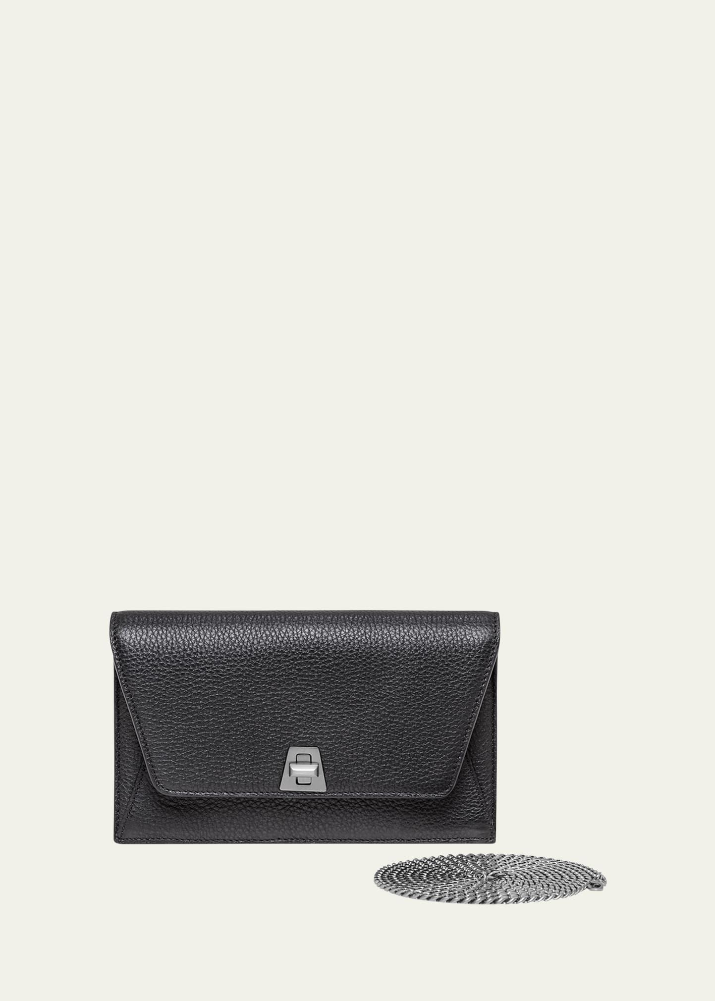 anouk cervo leather clutch bag w/chain