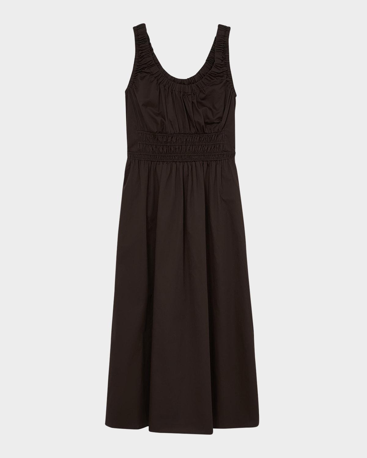 anouk embroidered shirred cotton midi dress