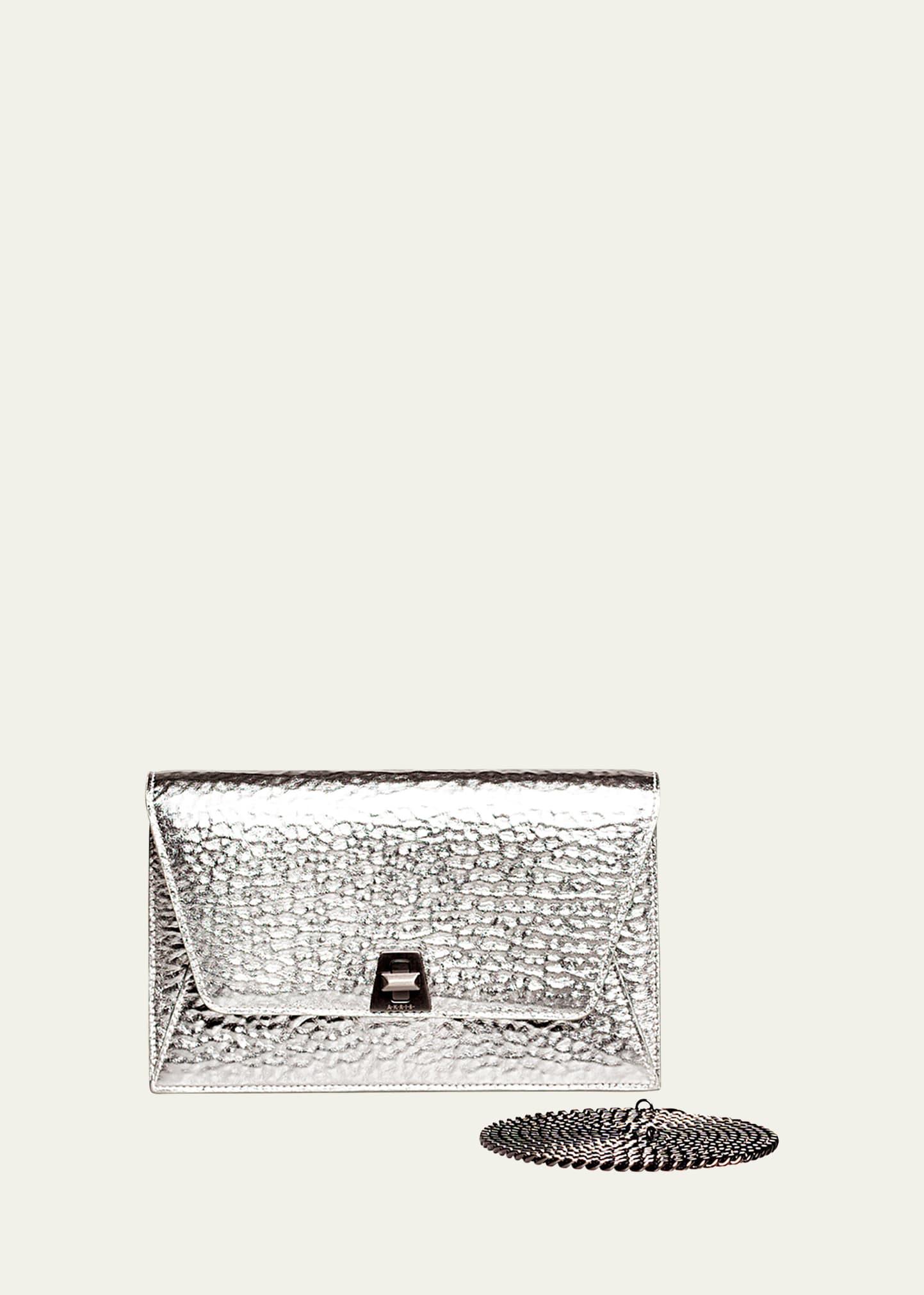 anouk hammered leather envelope clutch bag