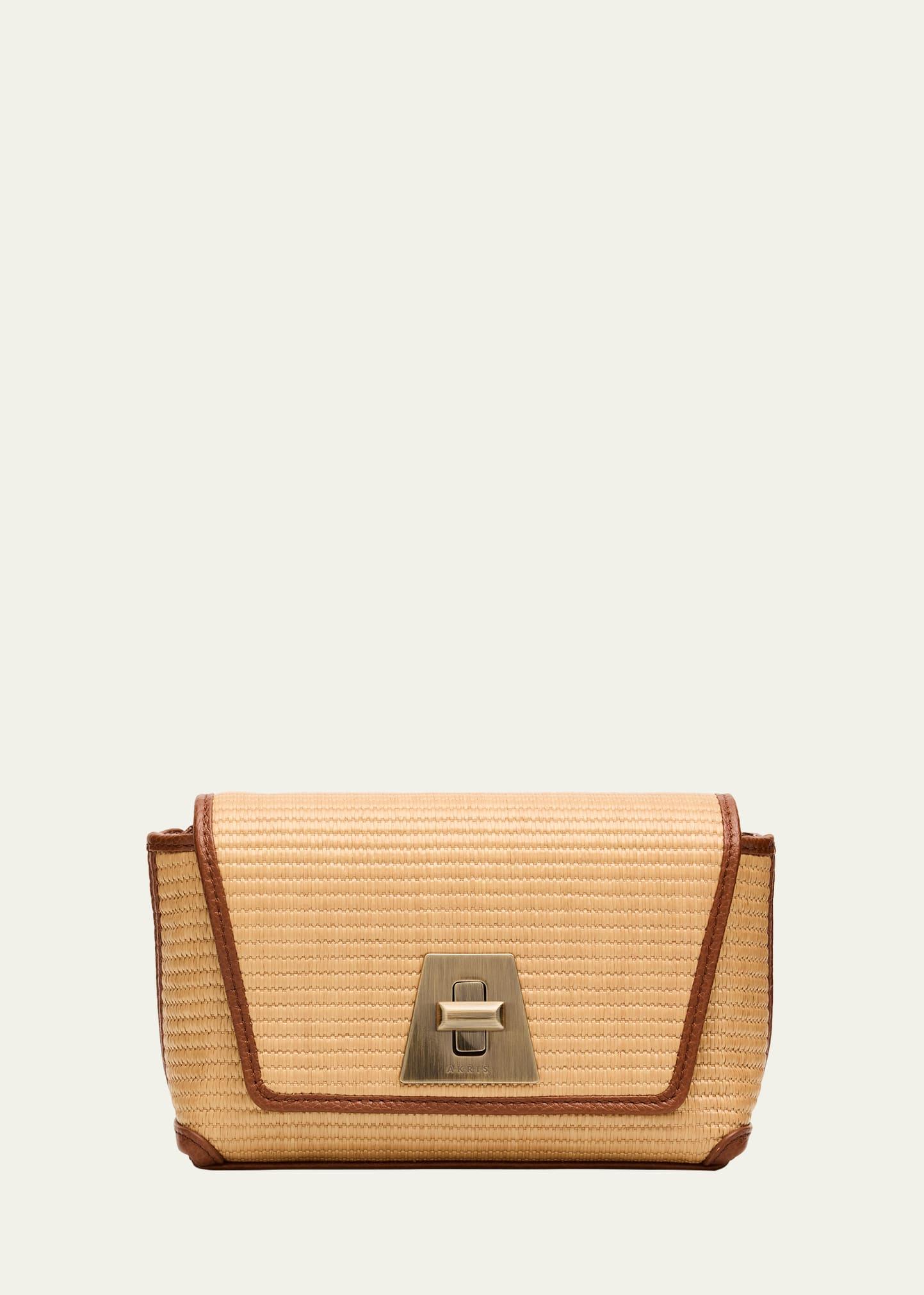 anouk little day bicolor raffia crossbody bag