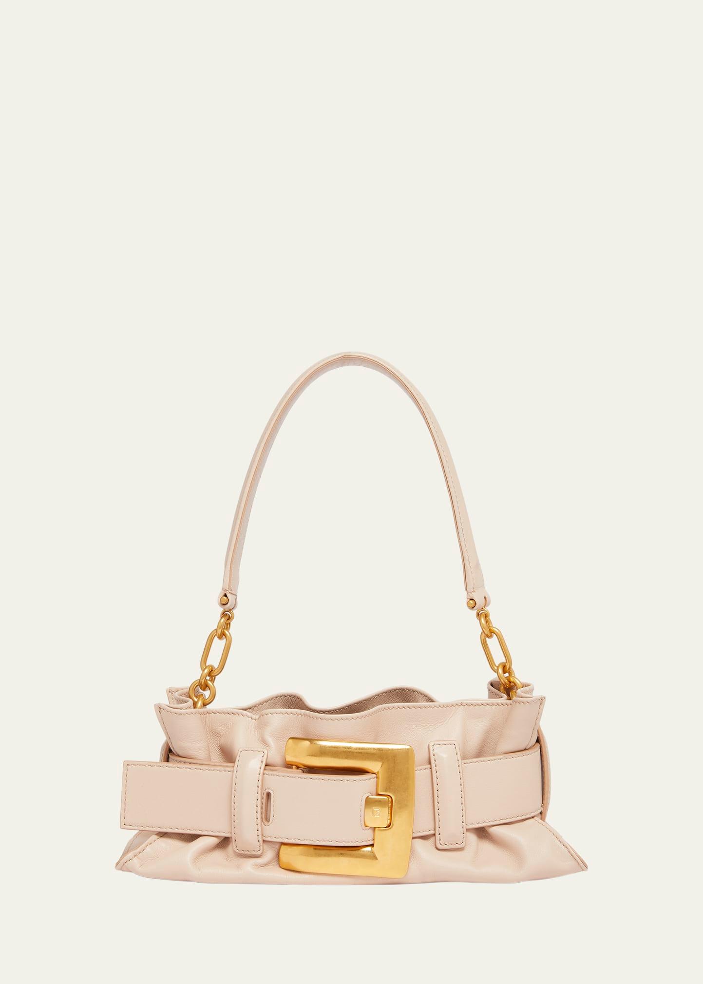 anthem mini buckle shoulder bag in calfskin leather