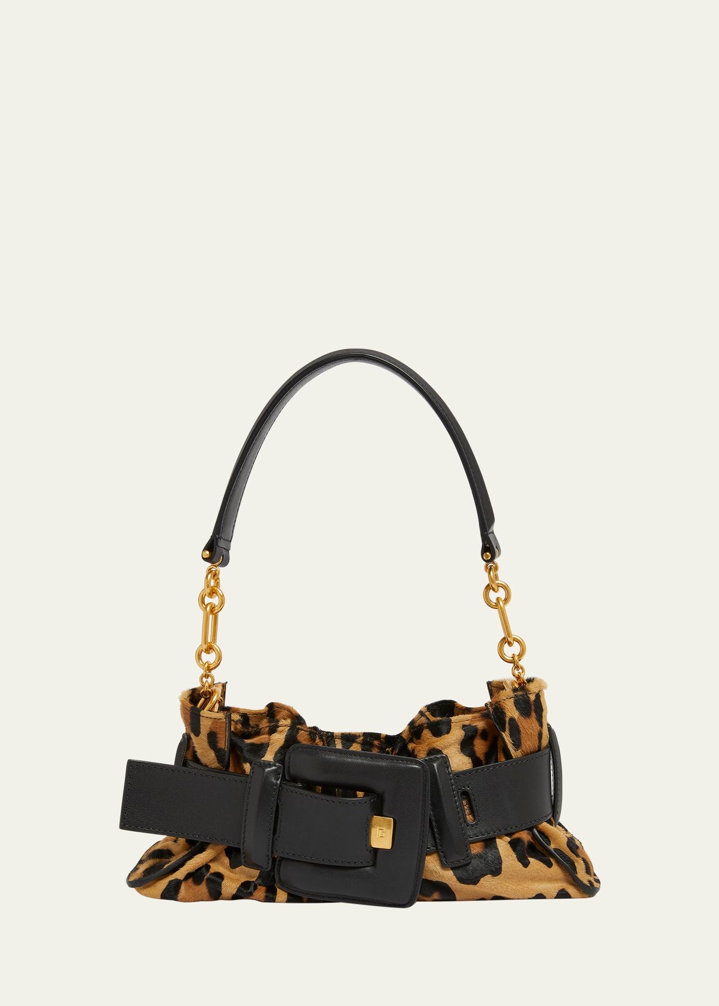 anthem mini leopard shoulder bag in calf hair