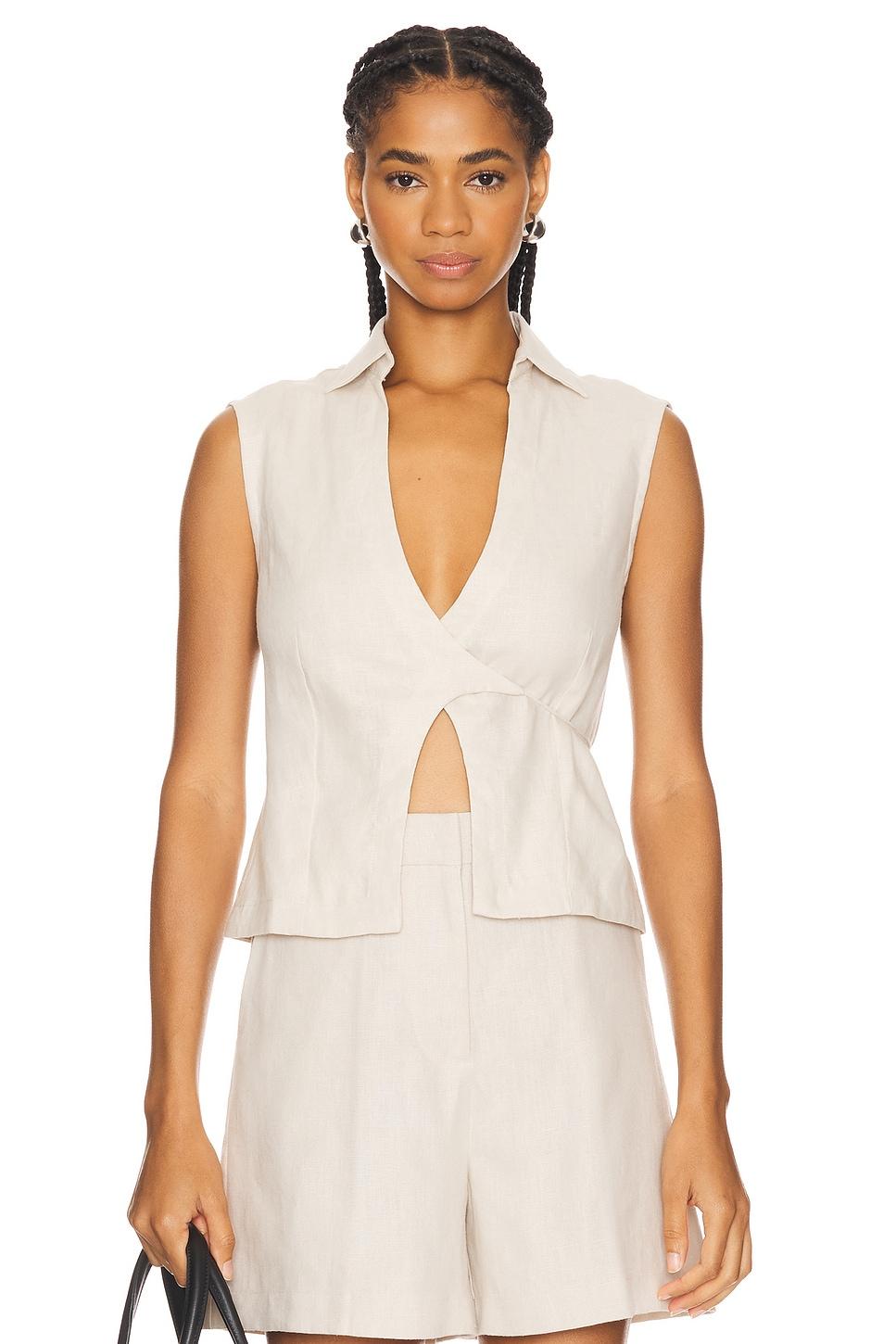 antibes sleeveless wrap shirt