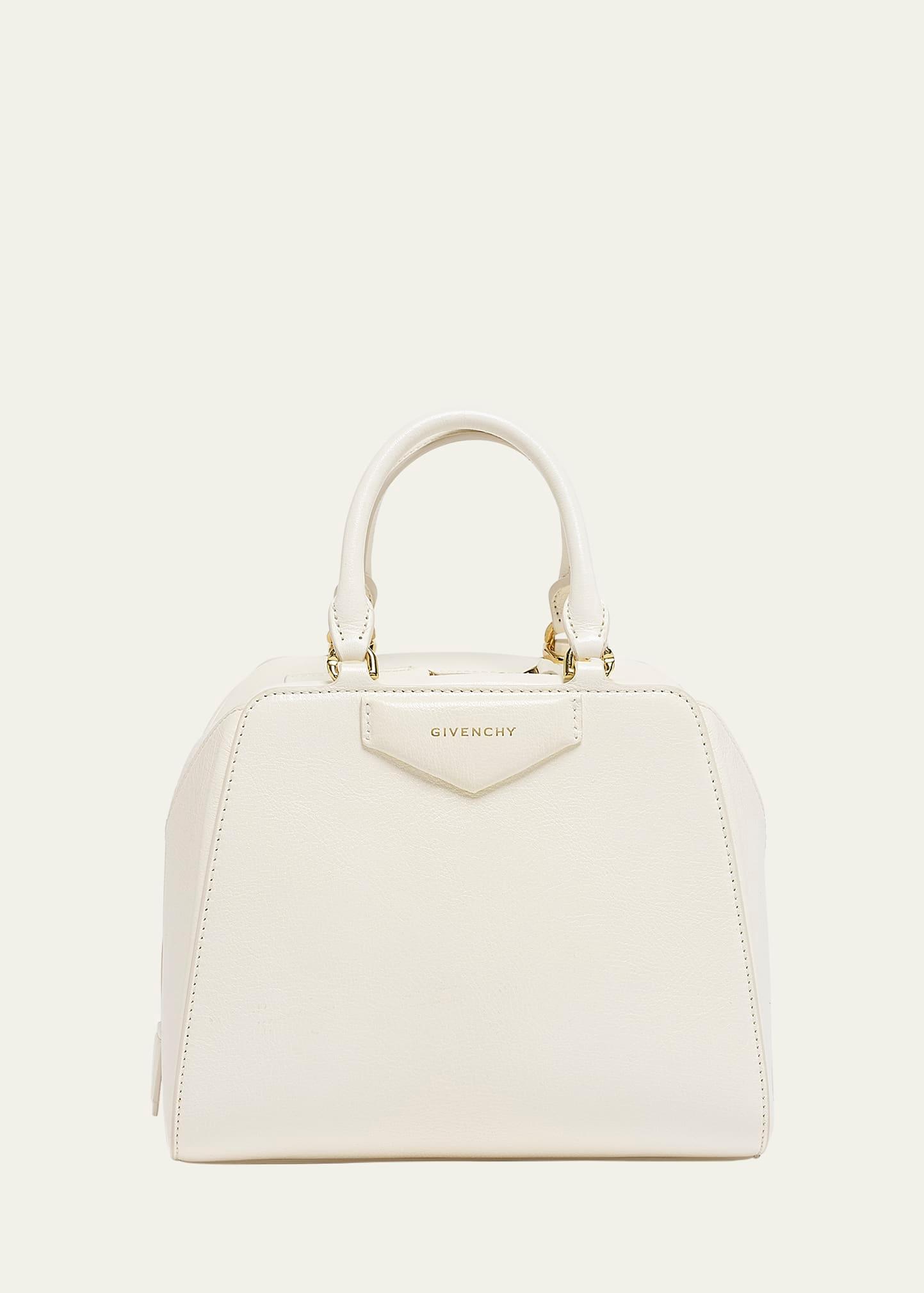 antigona cube mini top-handle bag in shiny tumbled leather