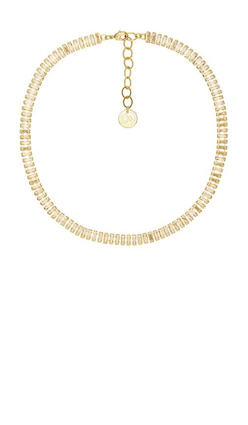 anton heunis short crystal chain necklace in metallic gold.