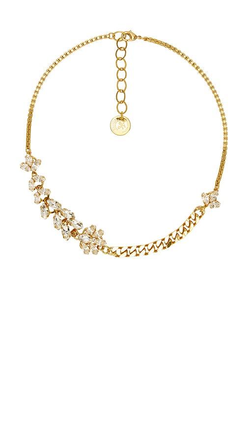 anton heunis short multi floral necklace in metallic gold.