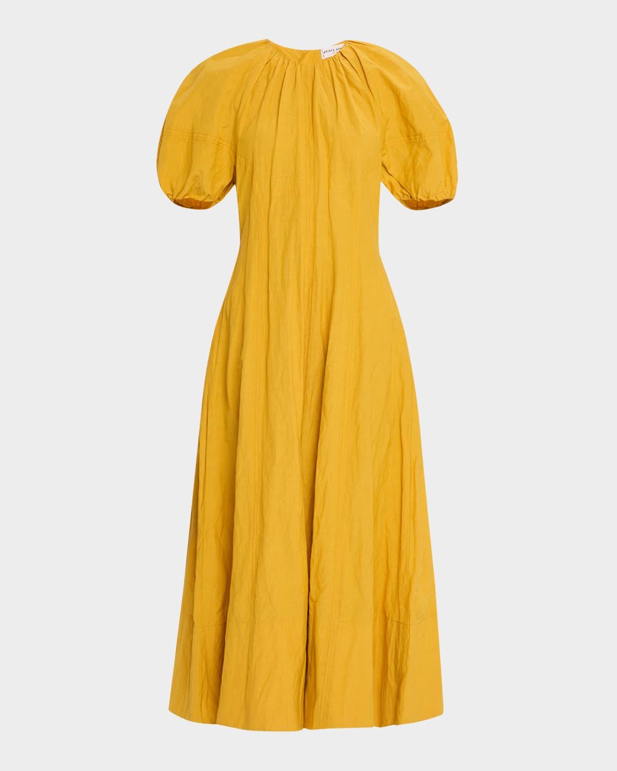 antonella blouson-sleeve ruched maxi dress