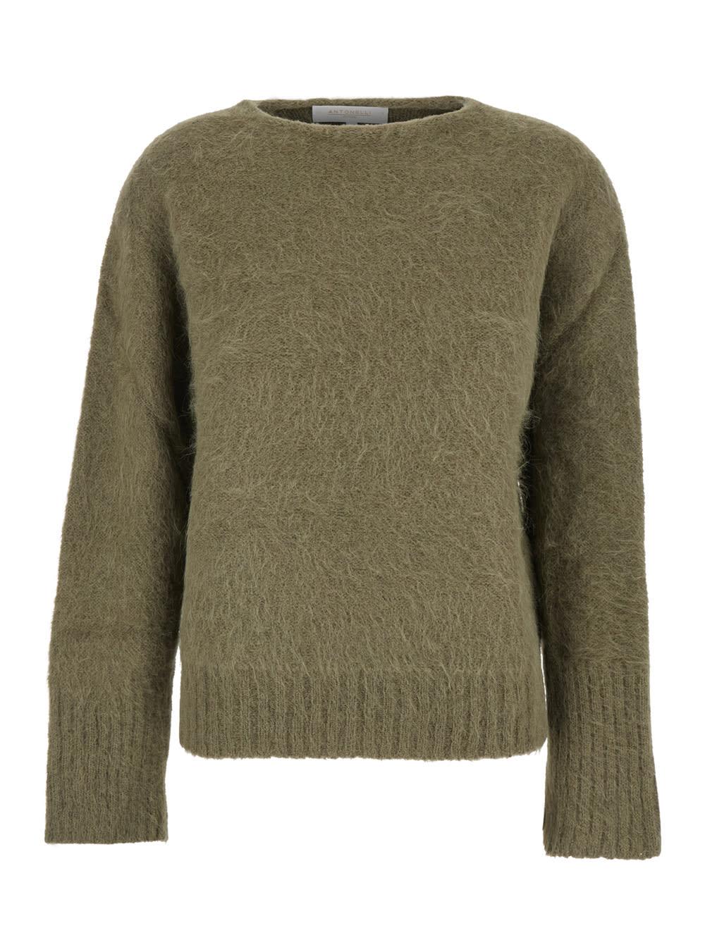 antonelli adriano green sweater with brushed-effect in wool blend woman