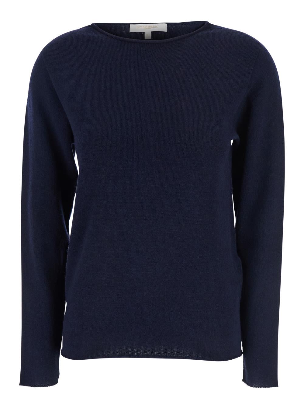 antonelli agrippa blue crewneck sweater in wool woman