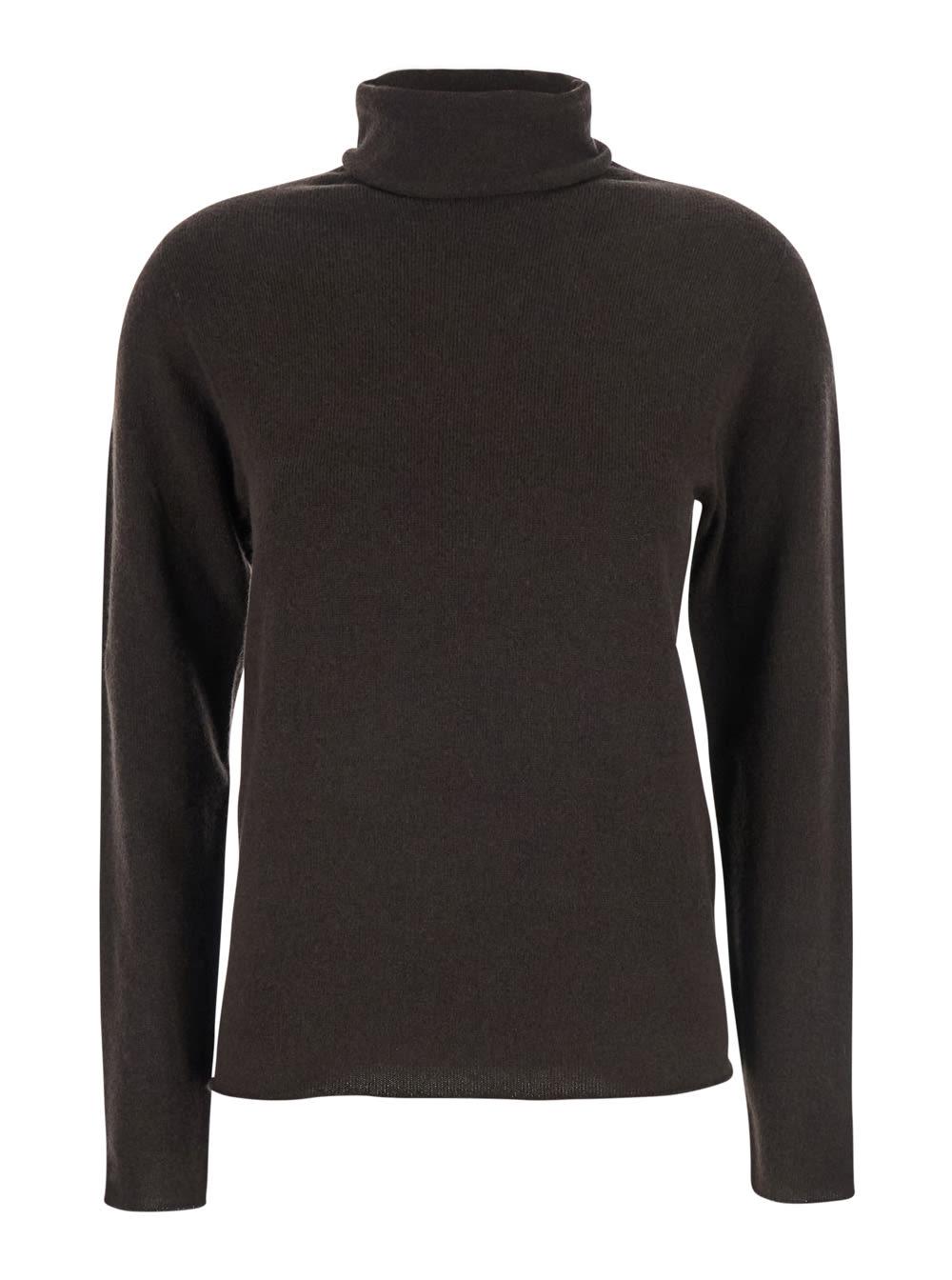 antonelli aureliano brown turtleneck sweater in fabric woman