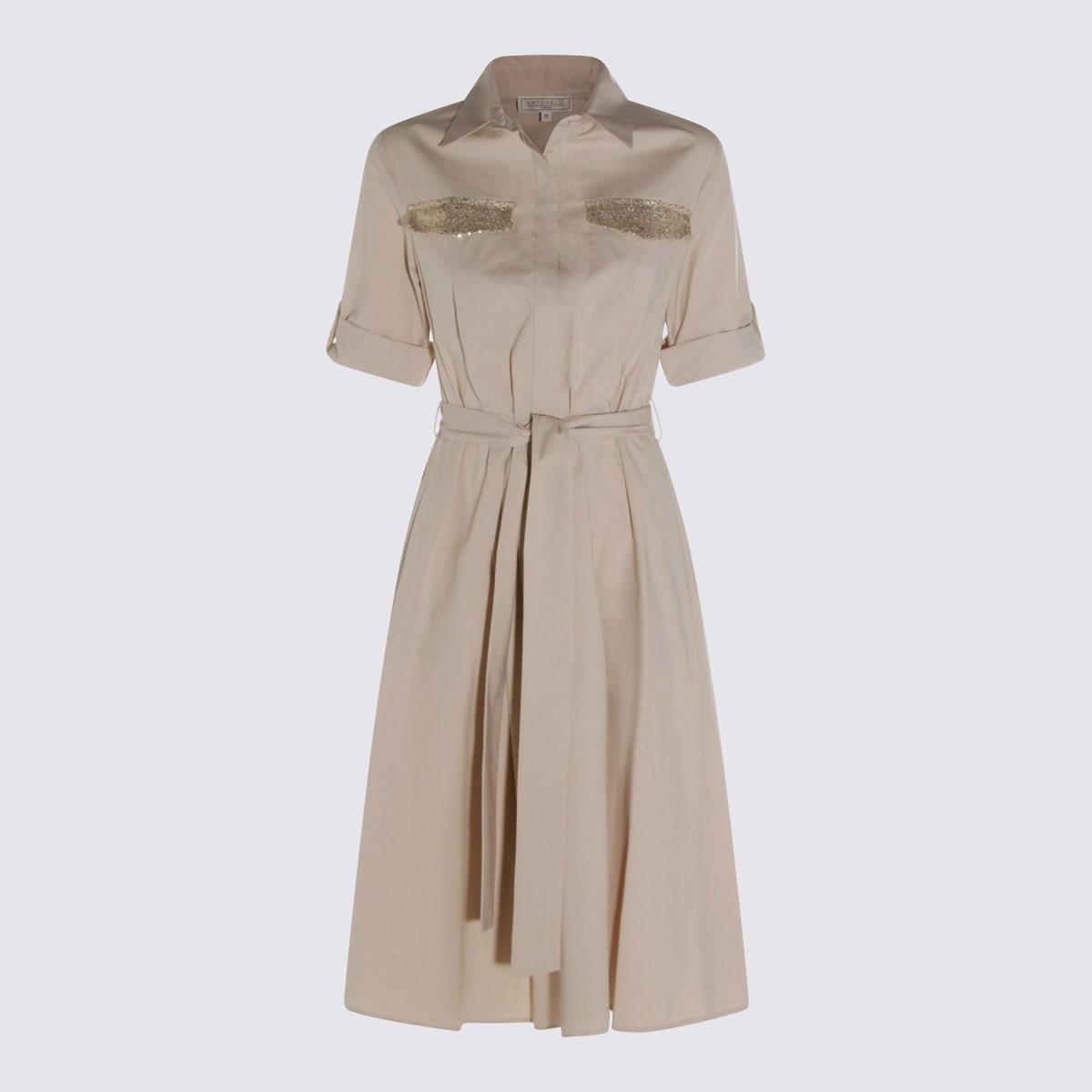 antonelli beige cotton midi dress