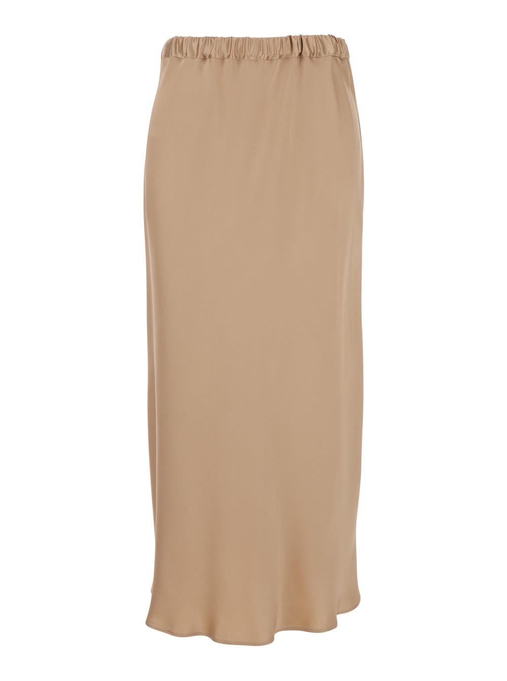 antonelli beige midi skirt with elasticated waist in acetate blend for women