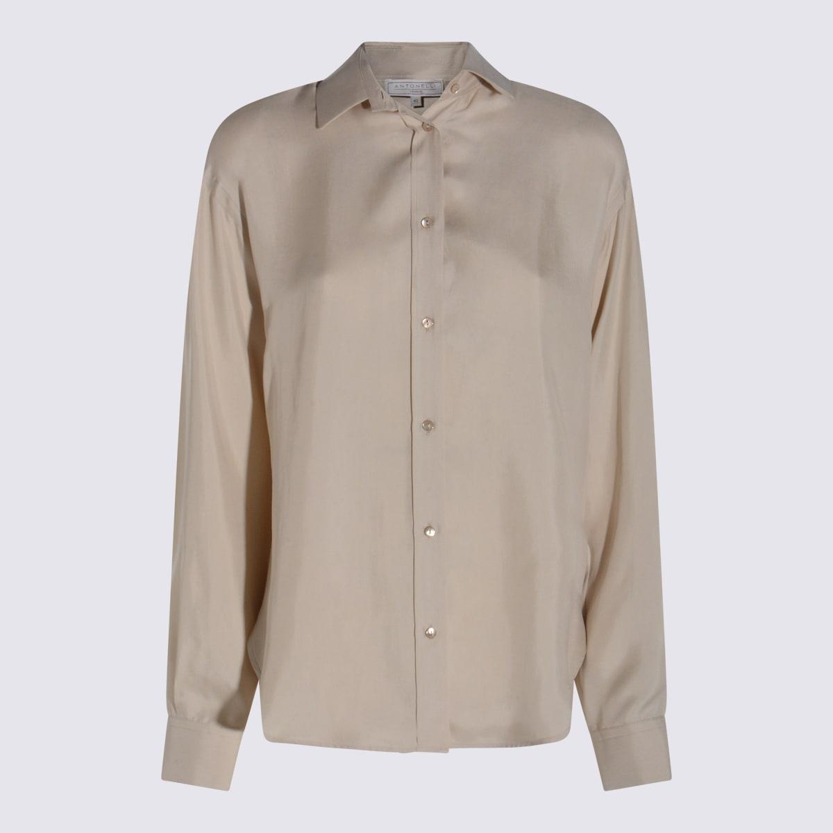 antonelli beige silk quirino shirt