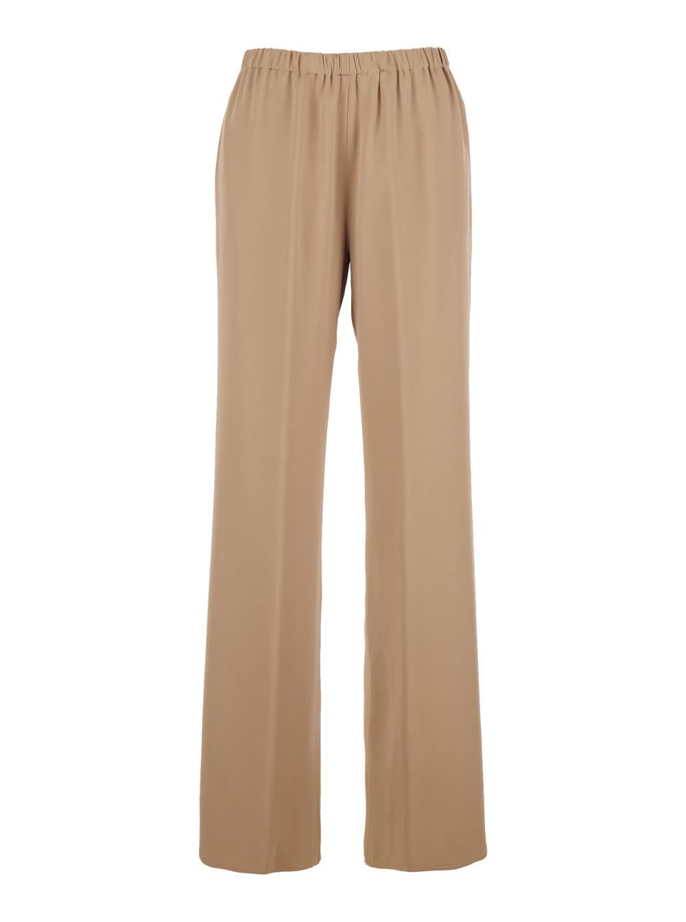 antonelli beige tiete pants with elasticated waist in viscose blend for women
