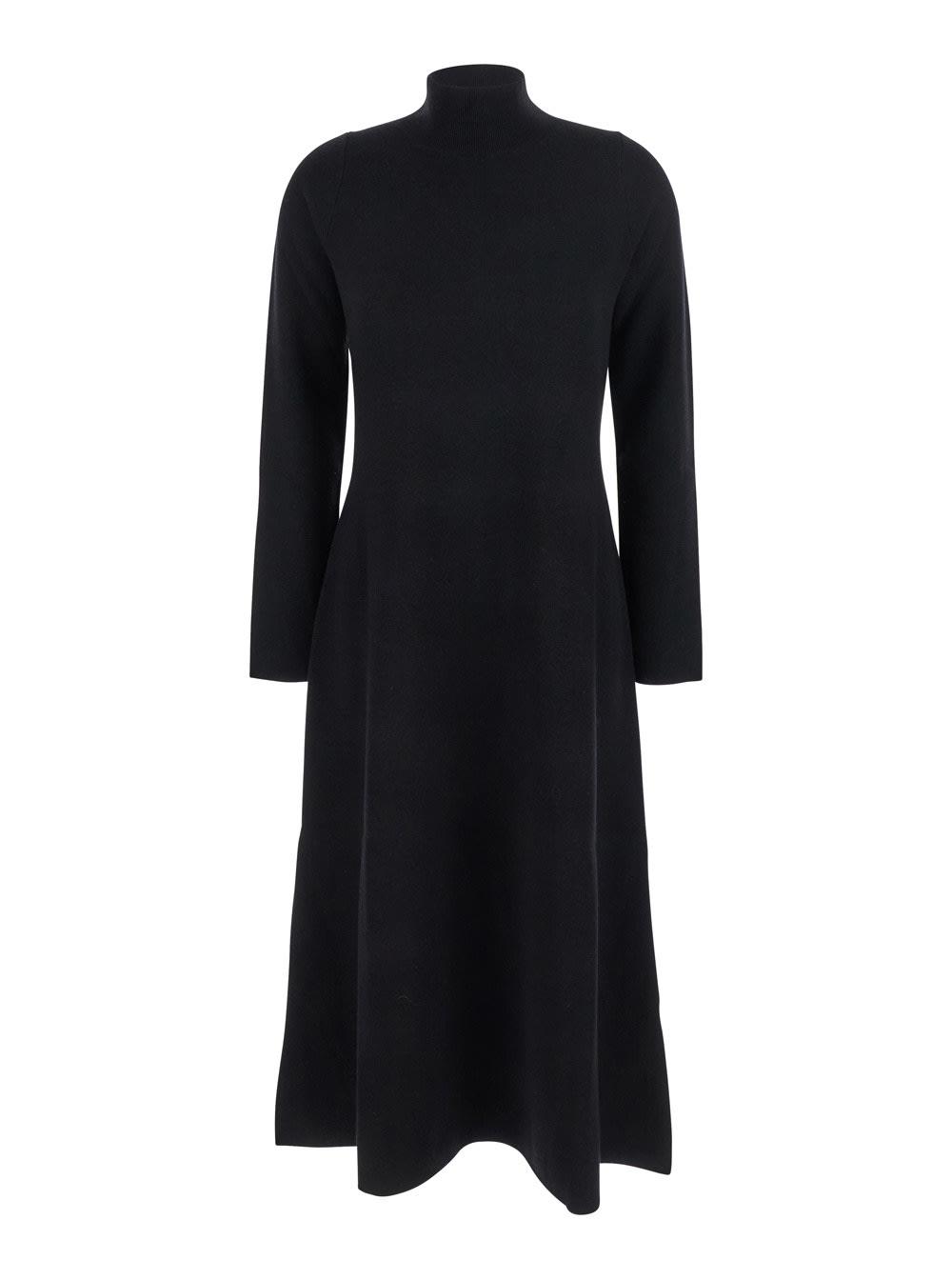 antonelli black long dress with high-neck in cotton woman