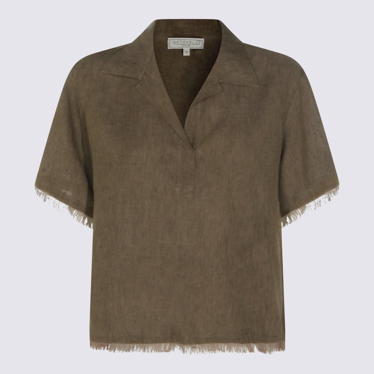 antonelli brown linen shirt