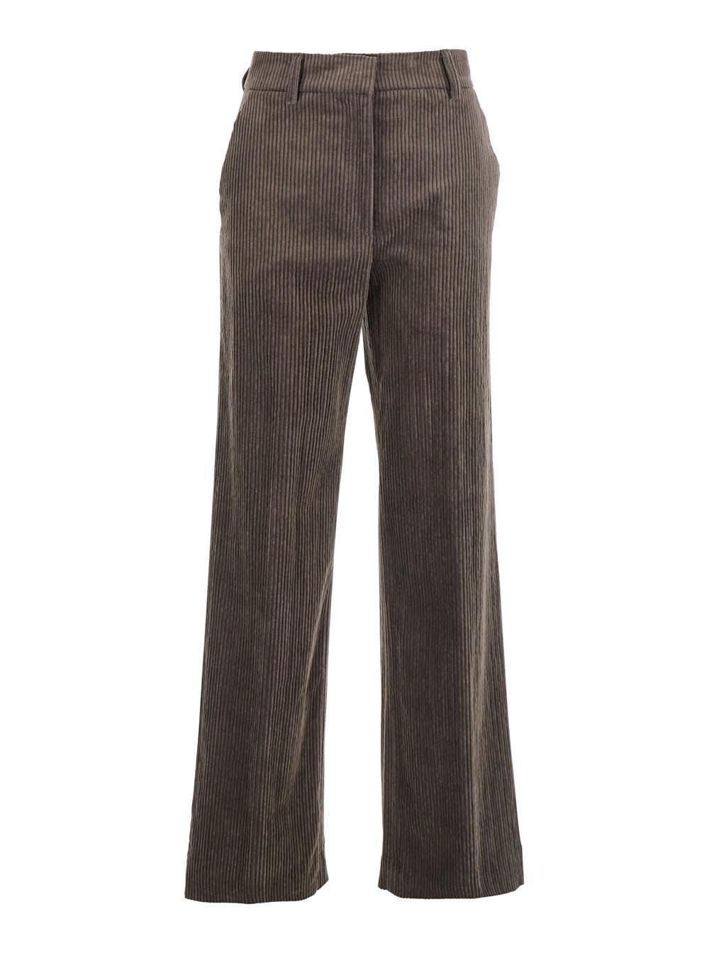antonelli brown trousers with belt loops in velvet woman