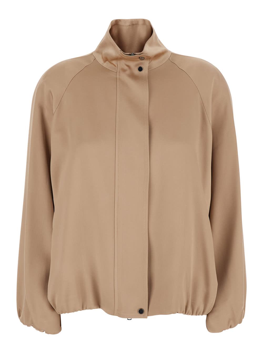 antonelli grace jacket beige with front closure and acetate and viscose pockets for women