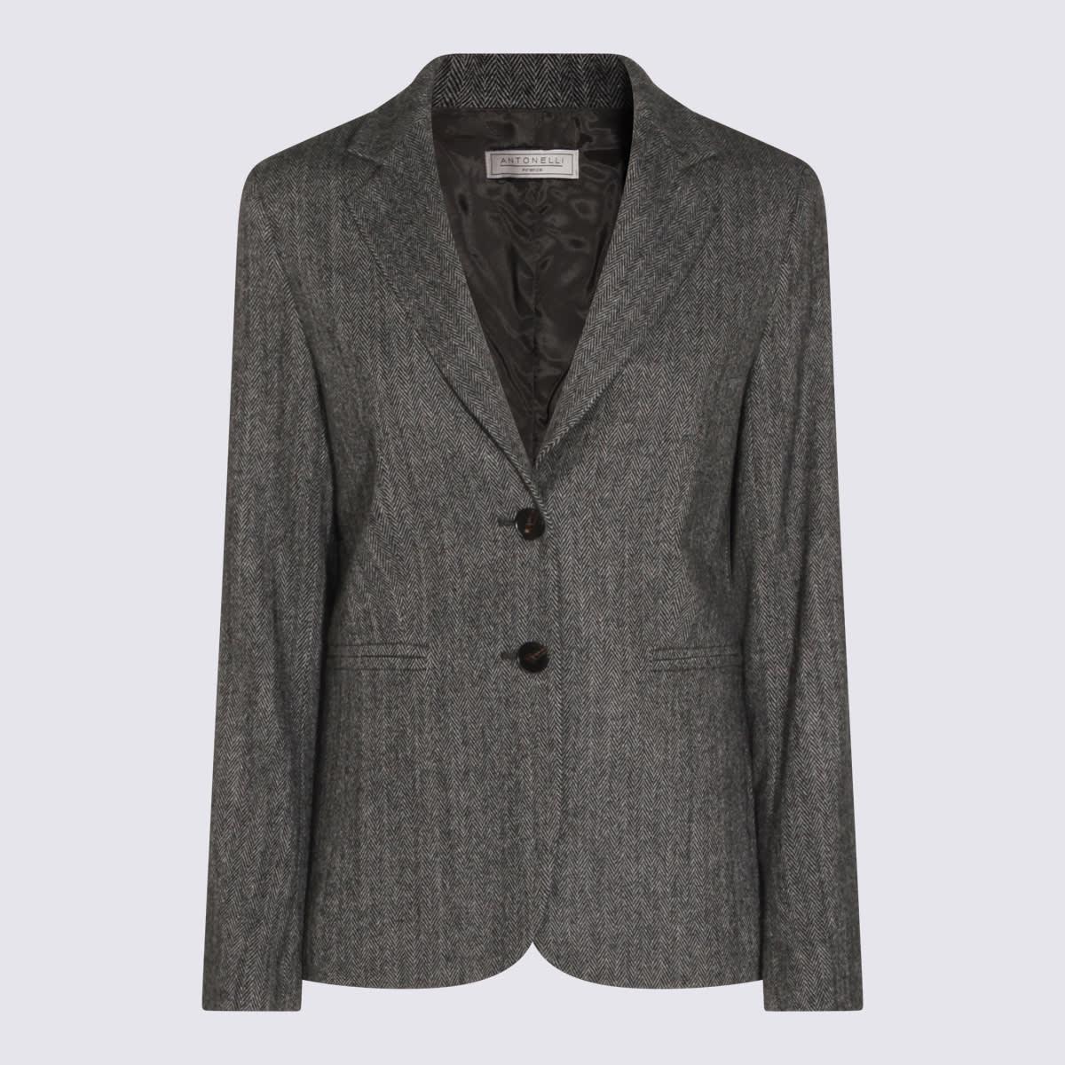 antonelli grey wool coccole blazer