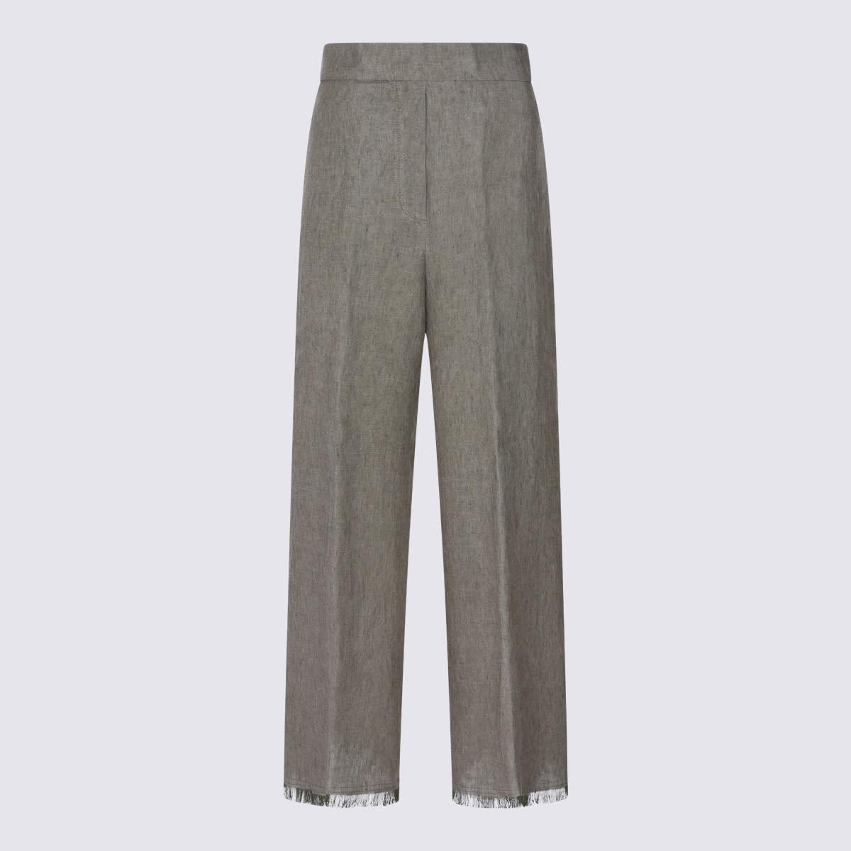antonelli khaki linen wide pants
