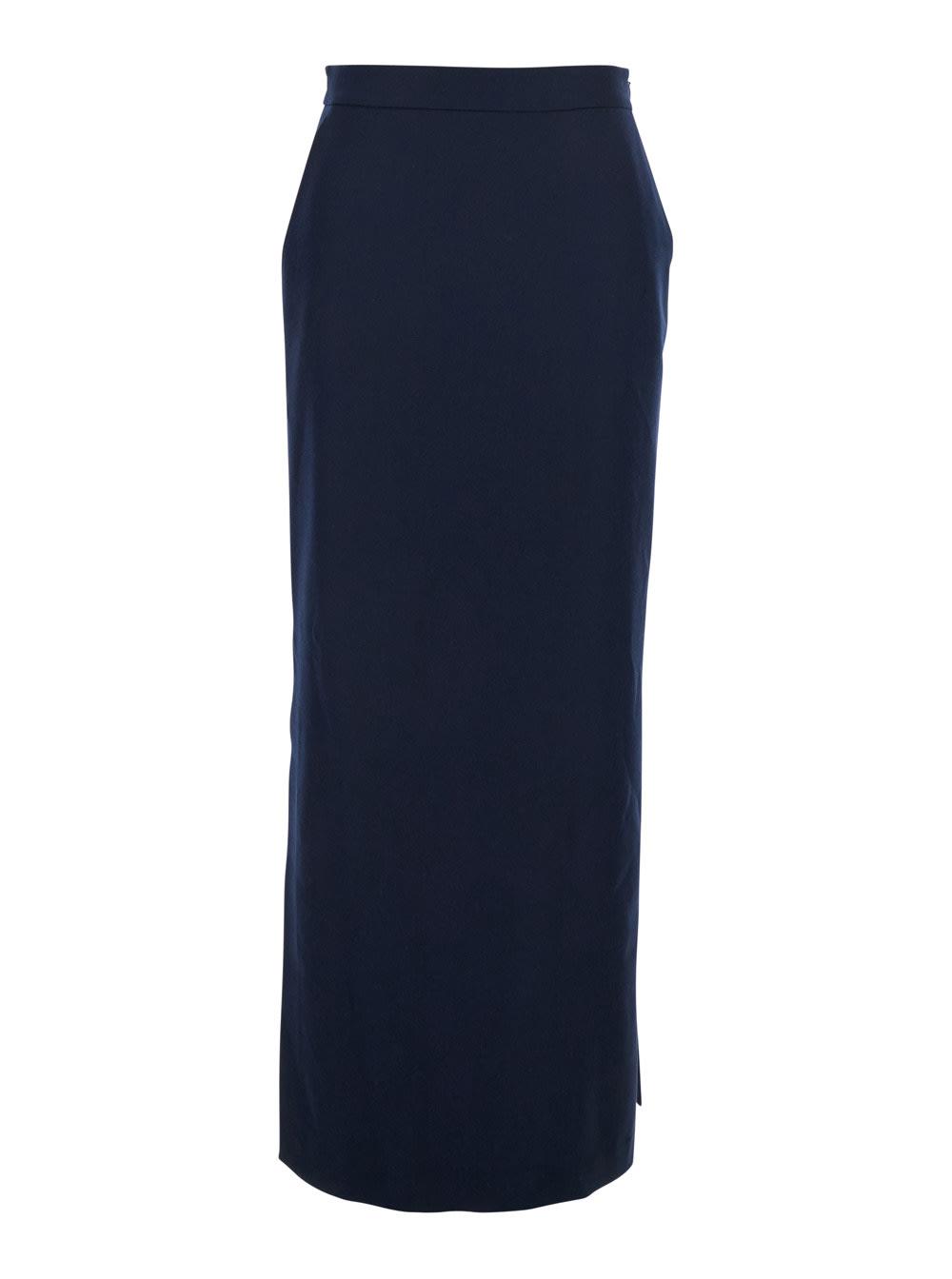 antonelli timballo blue skirt with side closure in wool woman