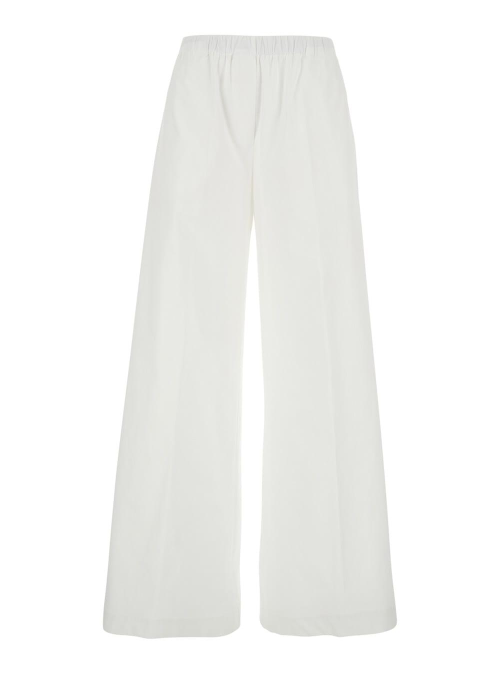 antonelli white cotton pants with elastic waist for women