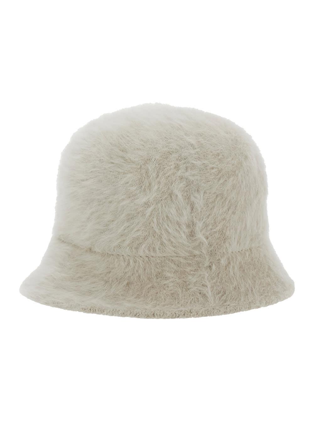 antonelli white hat with brushed-effect in faux fur woman