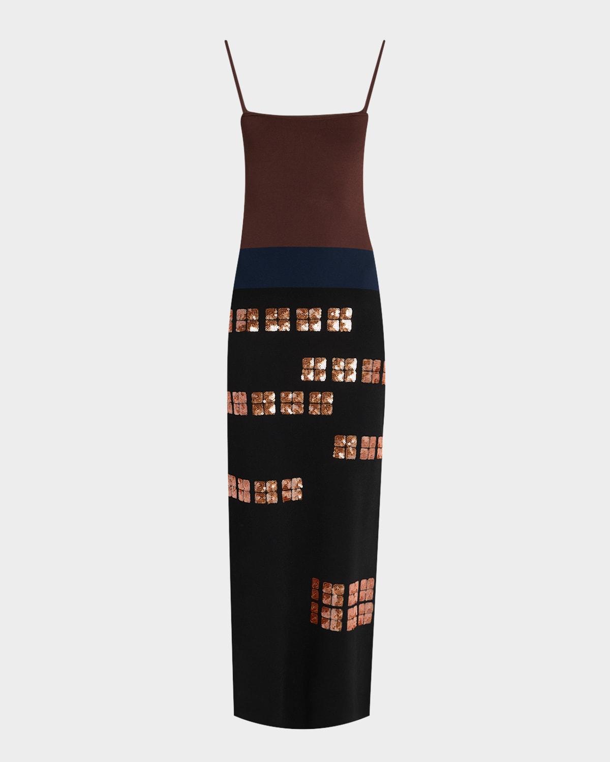 antonia sequined sleeveless maxi dress