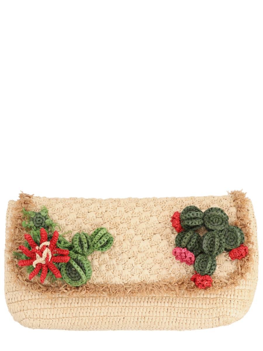 anya hindmarch raffia cactus clutch bag