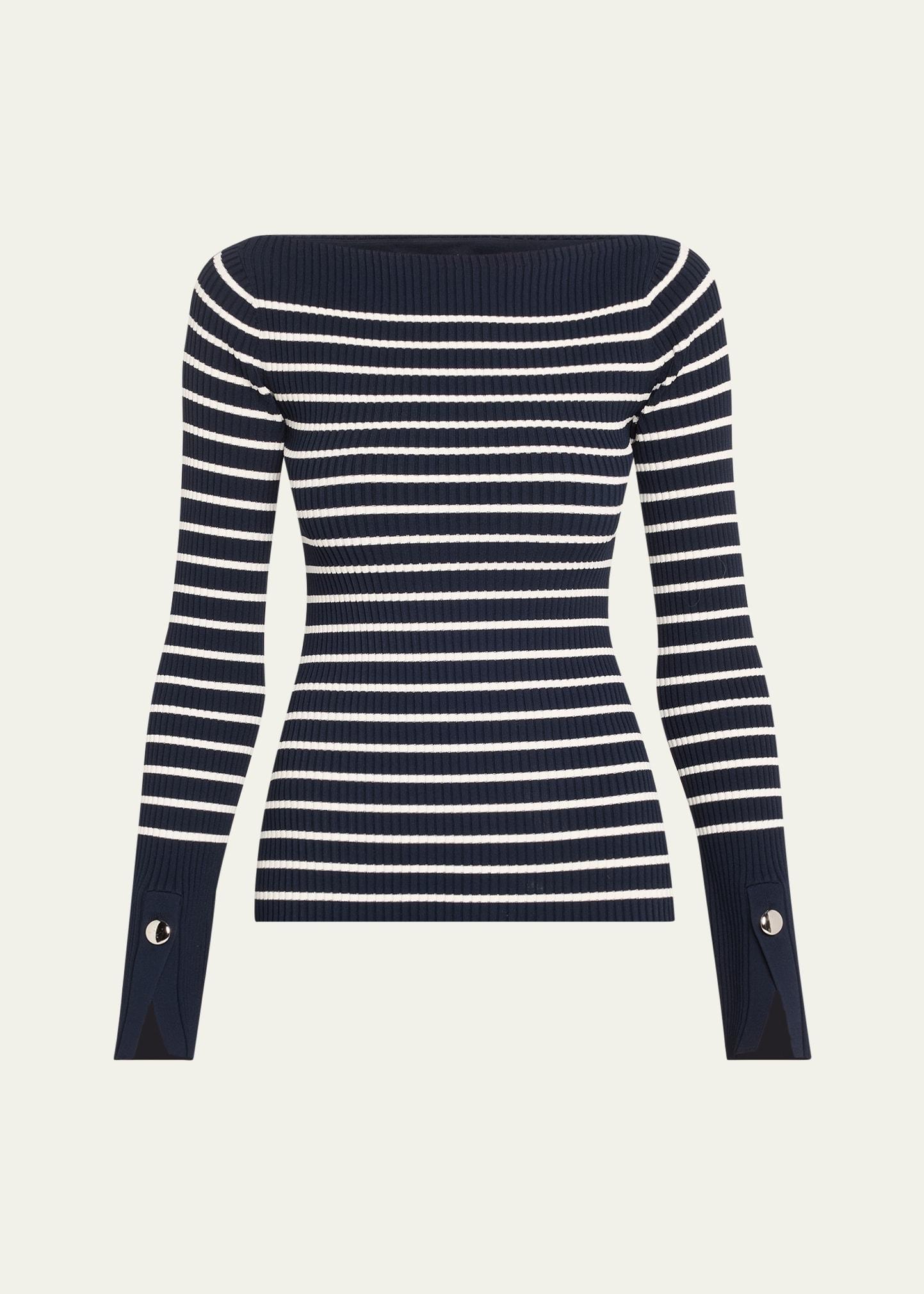 anya ribbed stripe boat-neck top