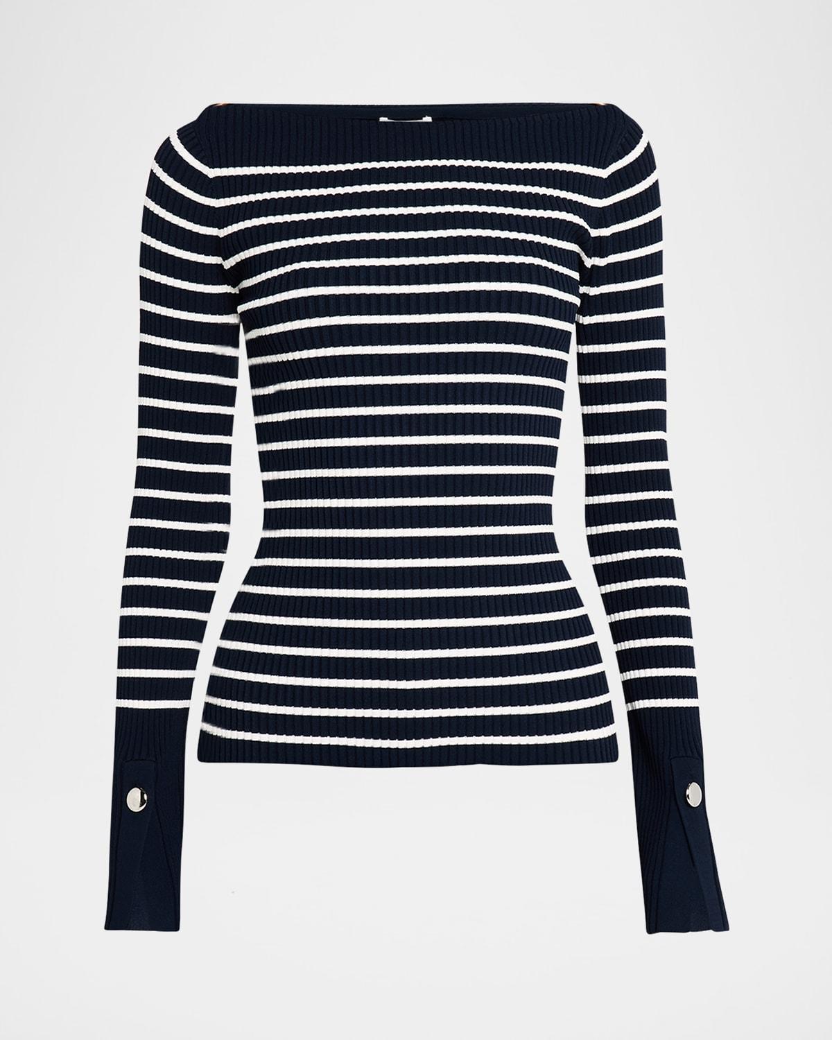 anya ribbed stripe boat-neck top