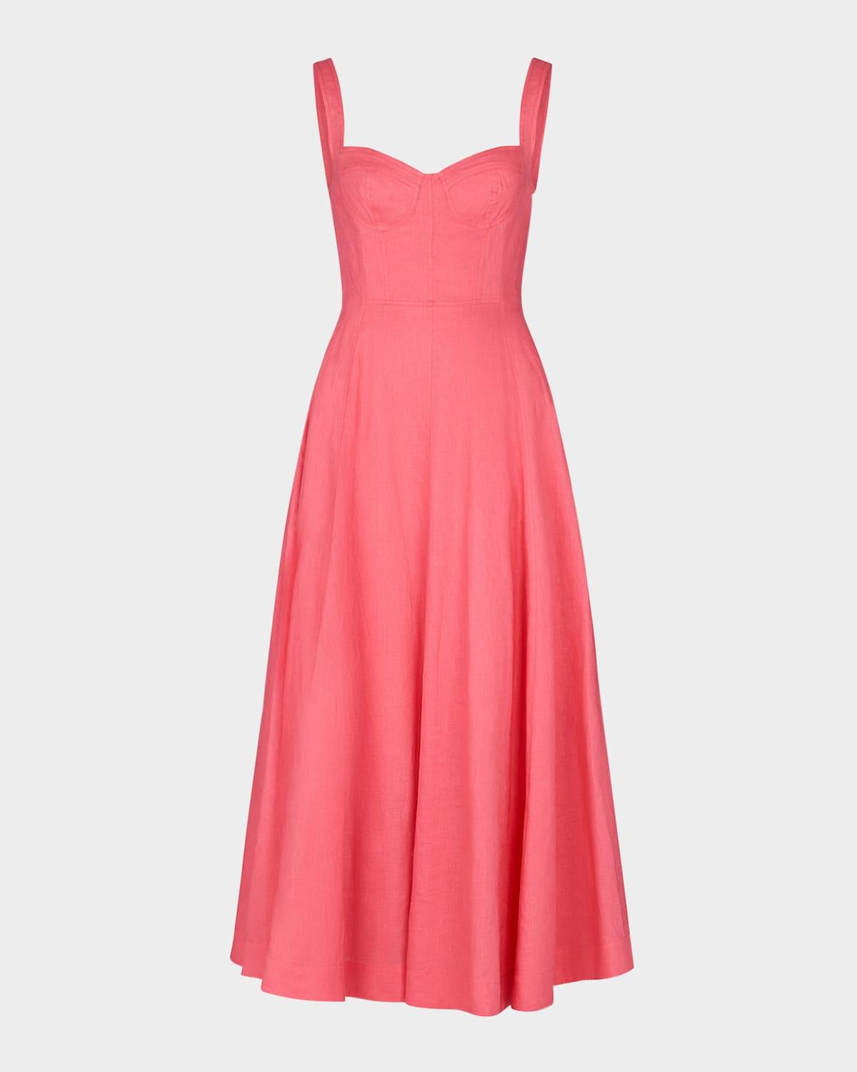 anya sleeveless sweetheart linen maxi dress