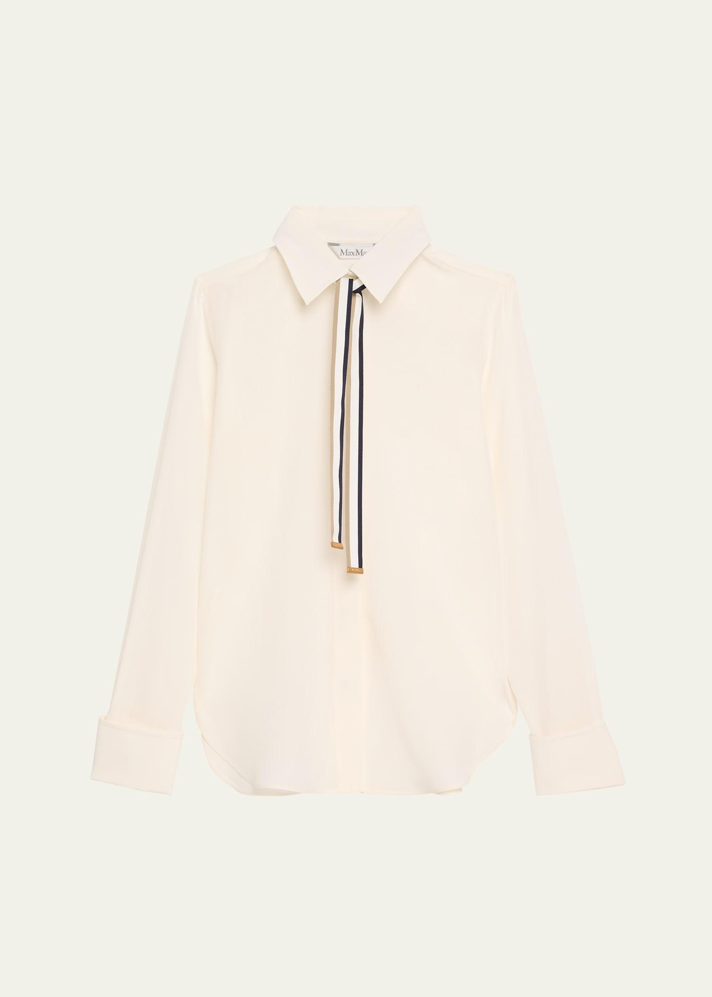 apollo neck-tie button down silk blouse