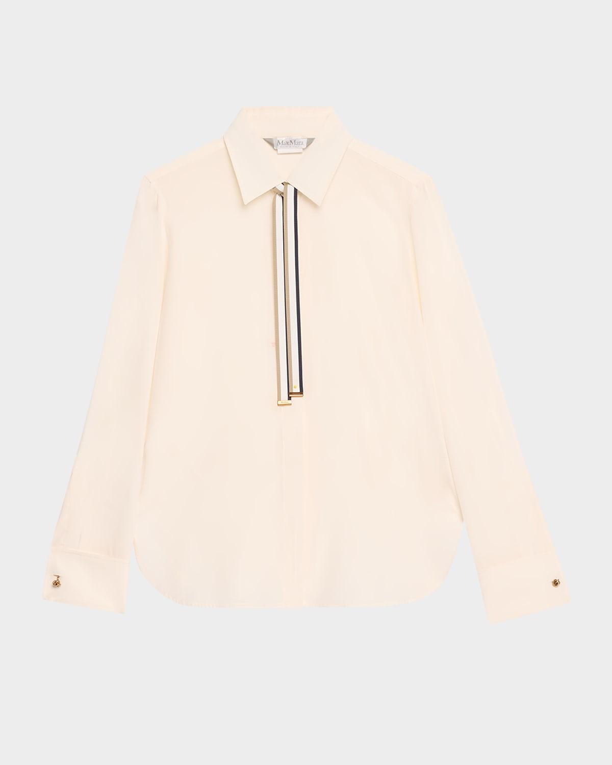 apollo neck-tie button down silk blouse