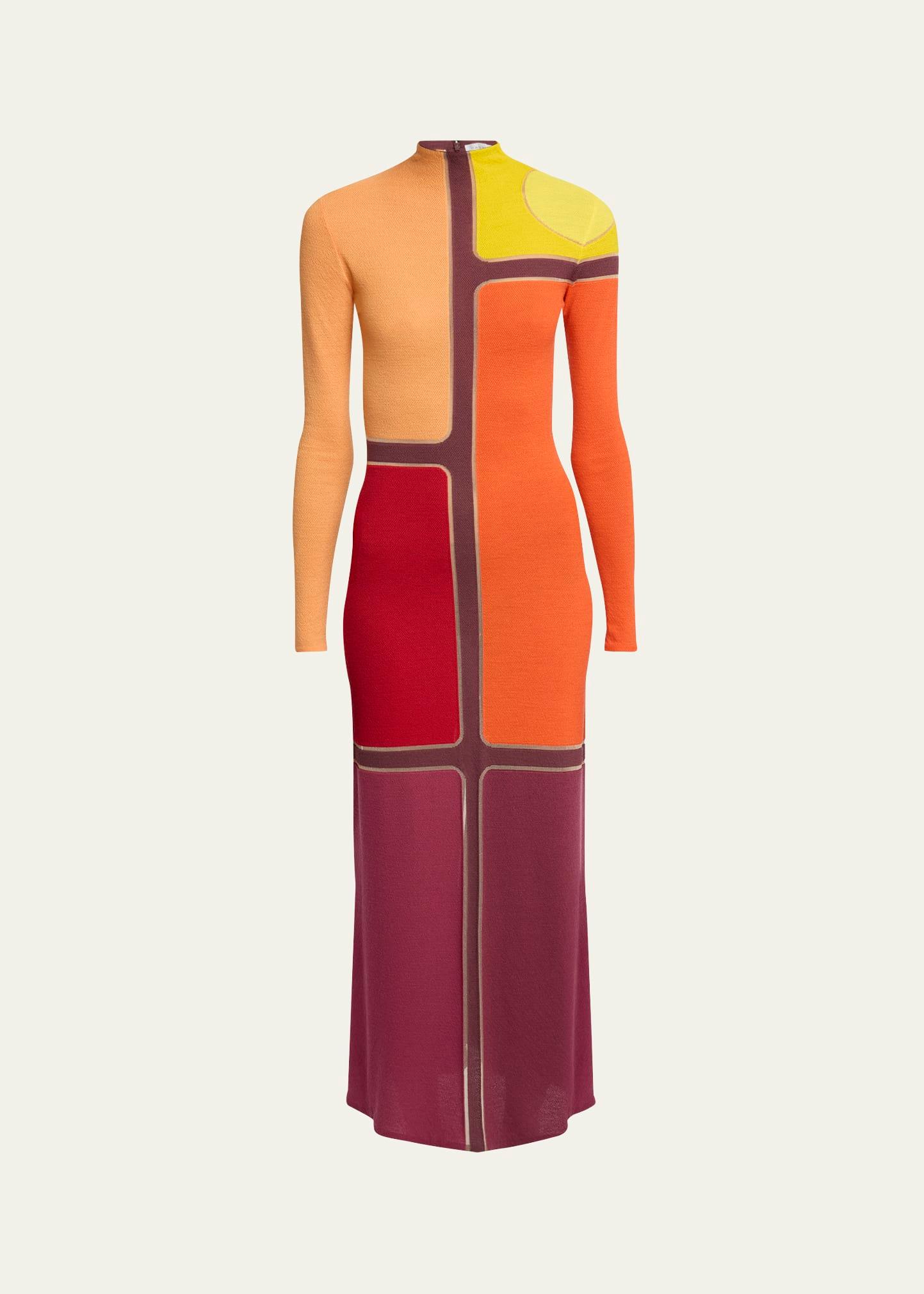 apollonis colorblock wool cashmere maxi dress