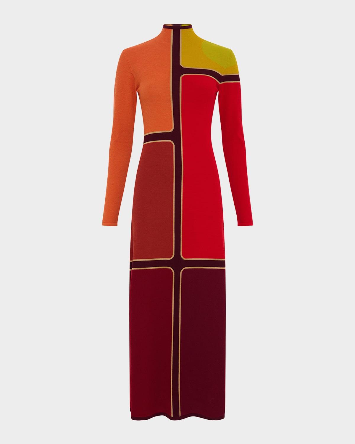 apollonis colorblock wool cashmere maxi dress