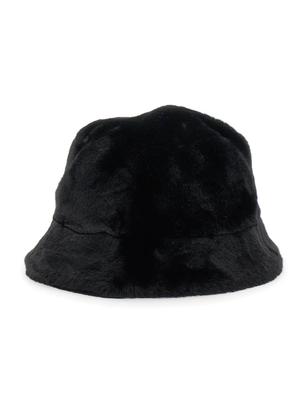 apparis amara black bucket hat in eco fur woman