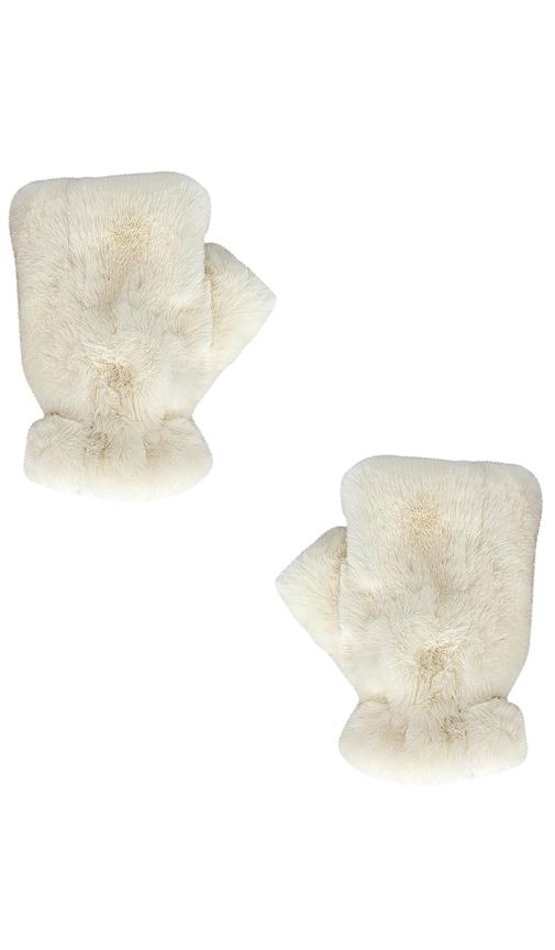 apparis ariel faux fur gloves in ivory.