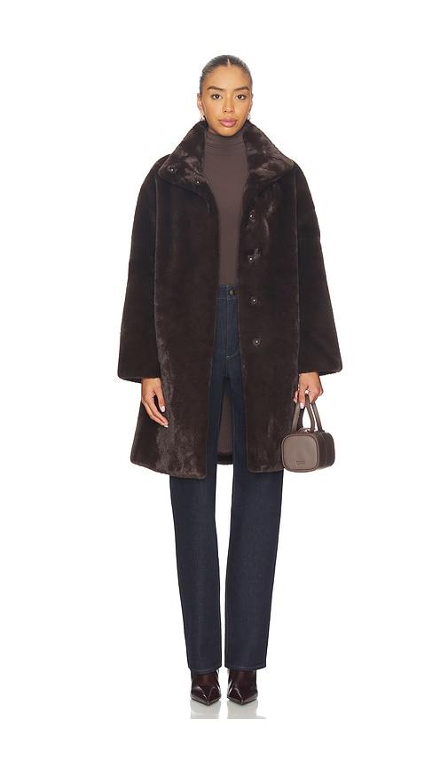apparis blair coat in brown.