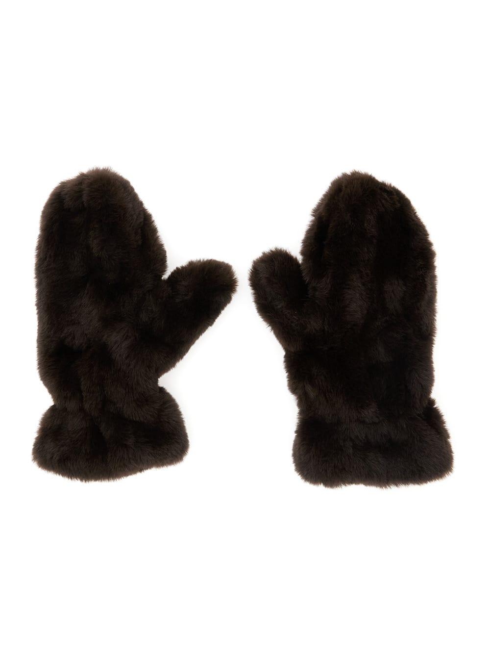 apparis coco brown gloves in ecofur woman