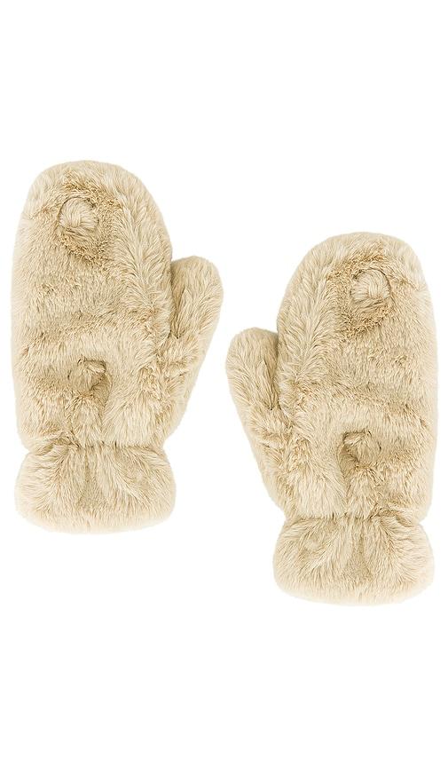 apparis coco faux fur gloves in cream.