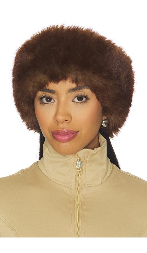 apparis eleni mink headband in brown.