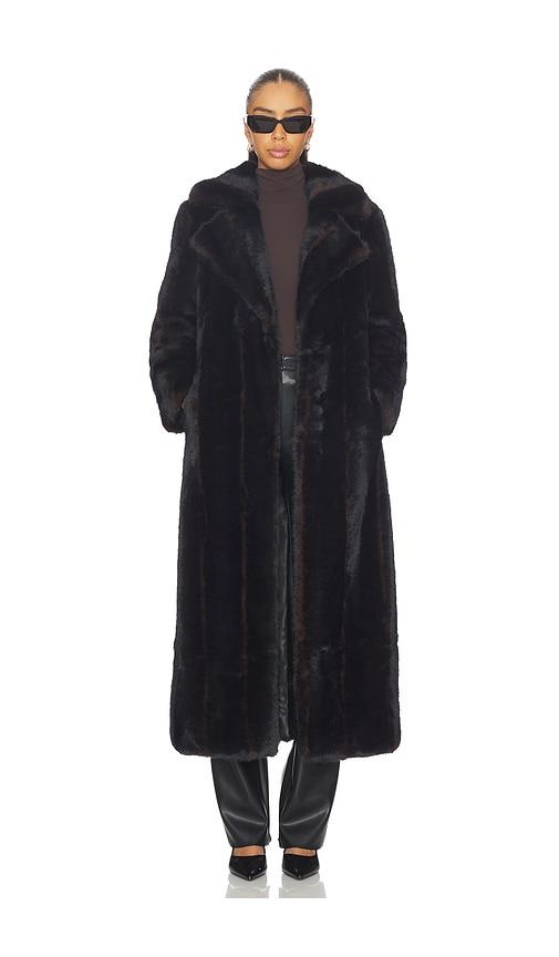 apparis gabrielle shaved mink maxi coat in black.